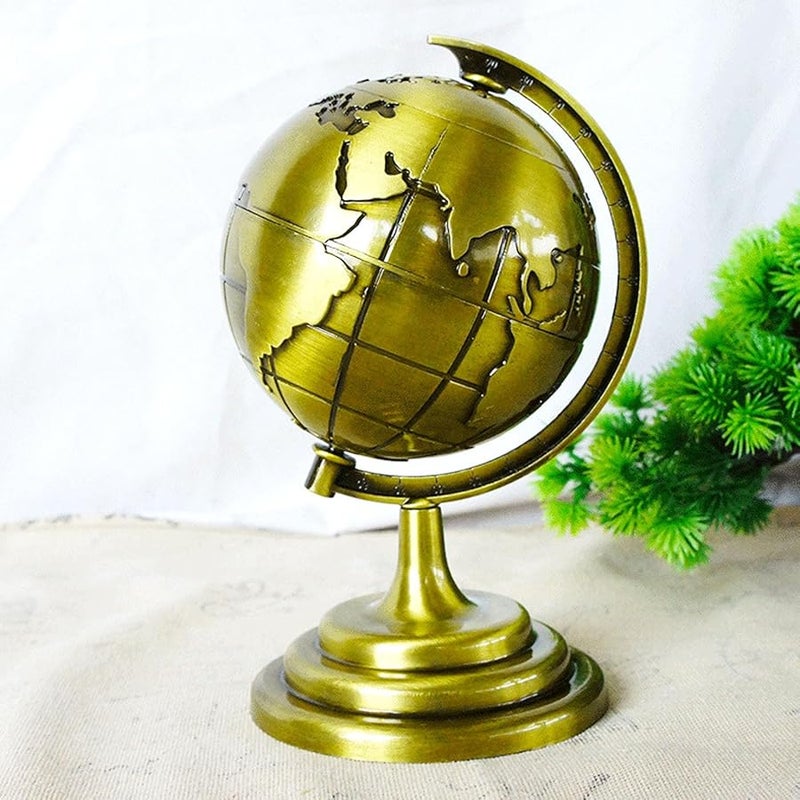 Metal World Globe With Stand 360 Degree Rotating Alloy Educational Office Desktop Decor - Image 4