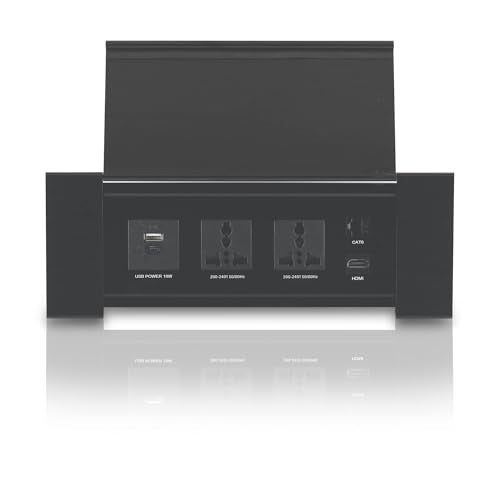 MX Premium Power Console 16A | 6 مقابس عالمية + 2 منافذ USB | مشبك مكتب قابل للإزالة | مفتاح رئيسي | مقبس سطح المكتب مع 3AC + USB-A/C + HDMI + LAN (أسود) - Image 1
