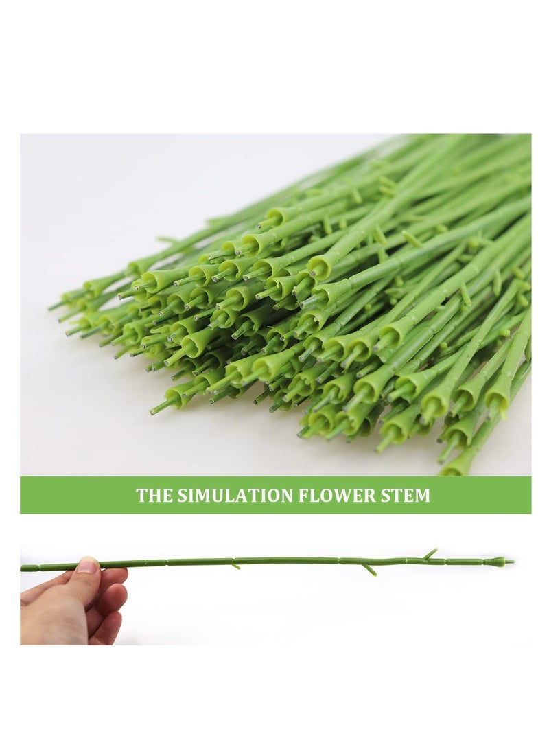 SYOSI 100Pcs Floral Wire Stems, Plastic Artificial Flower for Craft Floral Green Stem Wire DIY Craft Bouquet Making Floral Arrangement Tools - Image 2