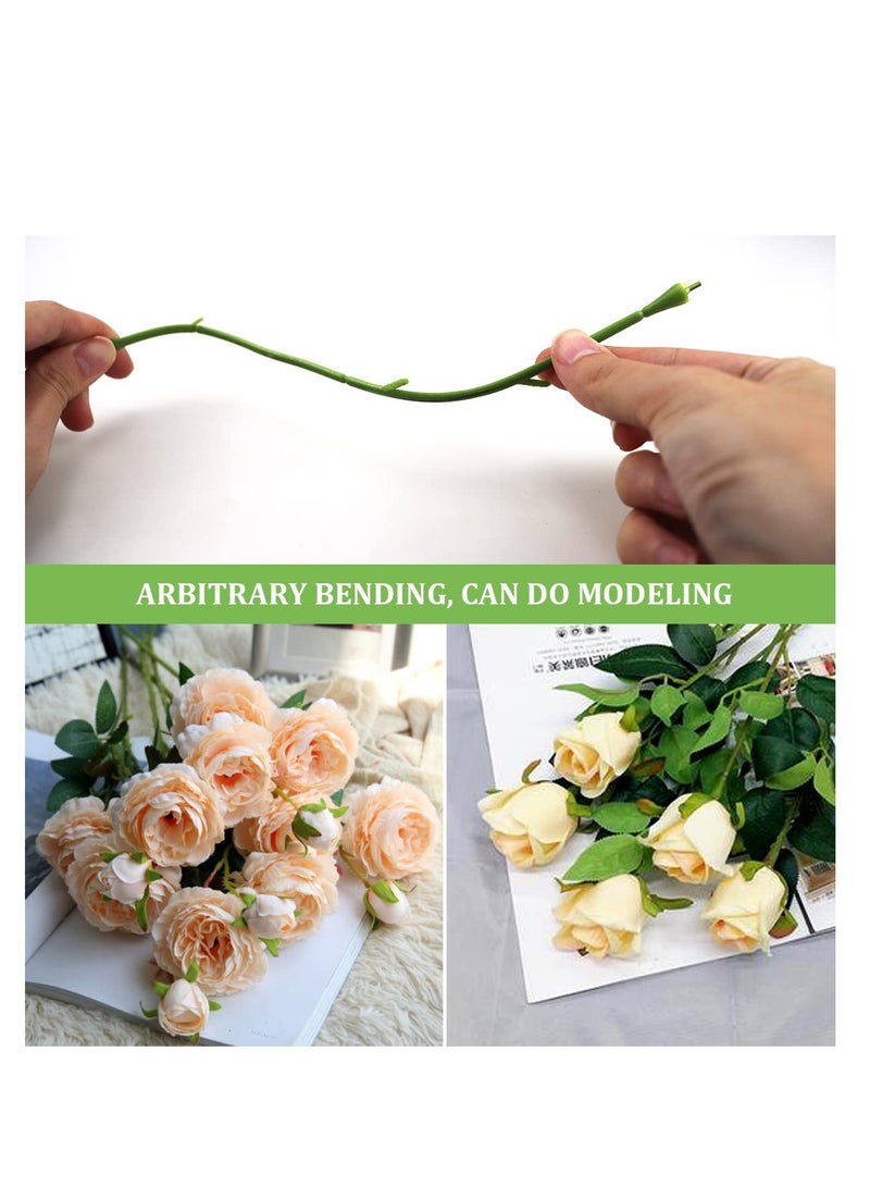 SYOSI 100Pcs Floral Wire Stems, Plastic Artificial Flower for Craft Floral Green Stem Wire DIY Craft Bouquet Making Floral Arrangement Tools - Image 3