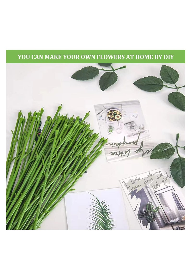 SYOSI 100Pcs Floral Wire Stems, Plastic Artificial Flower for Craft Floral Green Stem Wire DIY Craft Bouquet Making Floral Arrangement Tools - Image 4