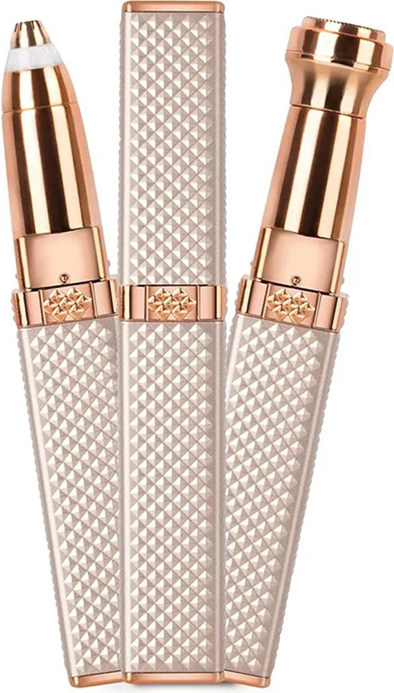 موبي Luxury 2-Headed Bristle Feather Mustache Eyebrow Plucking Epilator and Mini Perfume Bottle