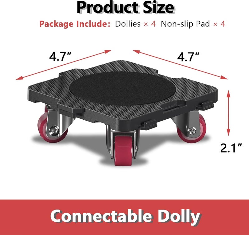 ONEON Add-on 4Pack Connectable Dolly Furniture Movers with 360° Rotating Wheels - Image 2
