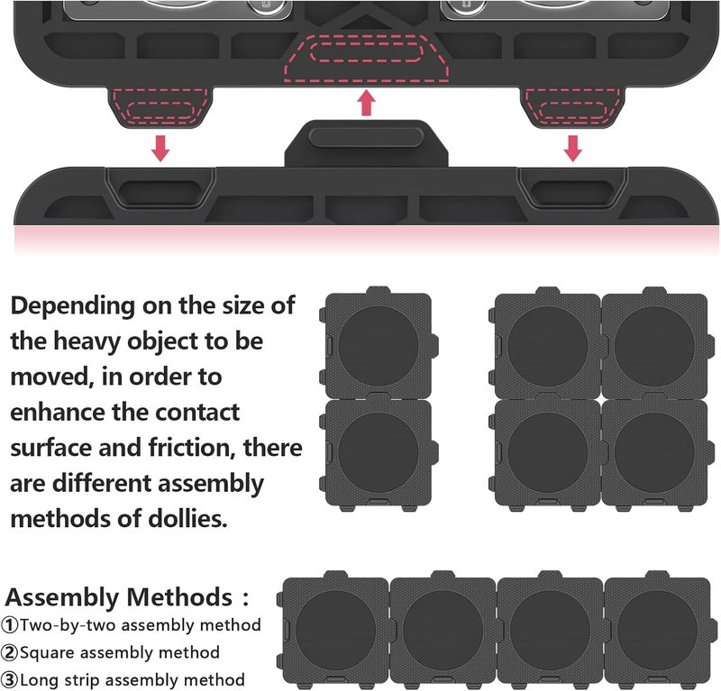 ONEON Add-on 4Pack Connectable Dolly Furniture Movers with 360° Rotating Wheels - Image 4