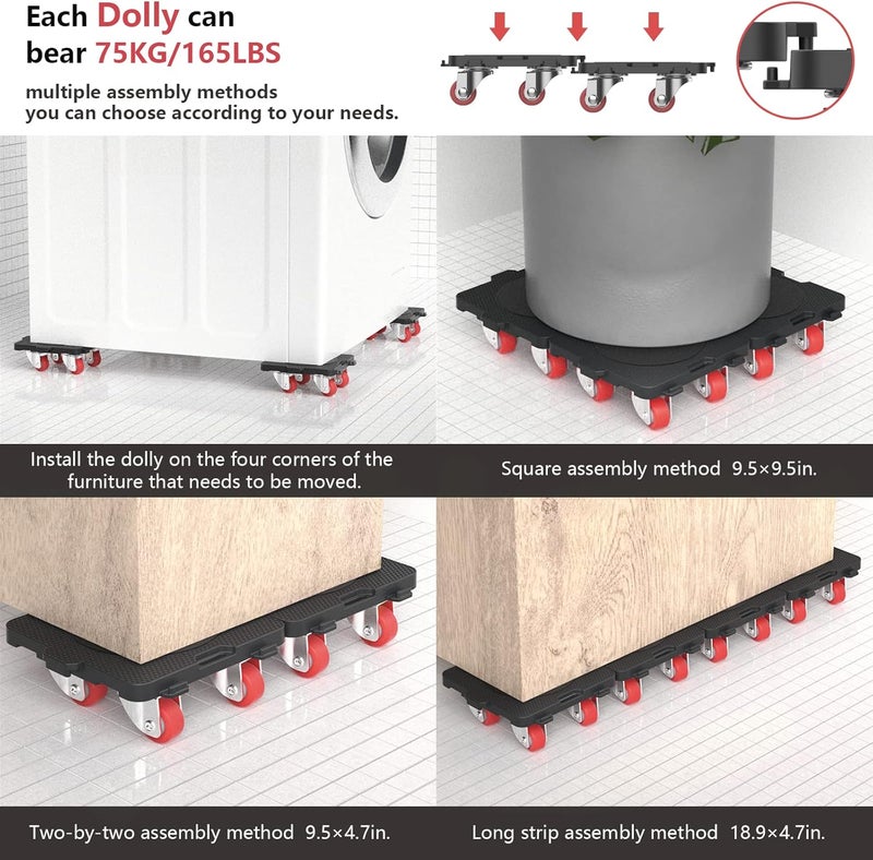ONEON Add-on 4Pack Connectable Dolly Furniture Movers with 360° Rotating Wheels - Image 5