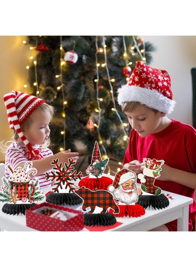 وولاين 12 قطعة من قطع مركزية على شكل قرص العسل منقوش عليها نقشة الجاموس باللونين الأحمر والأسود، ديكورات متنوعة على شكل قرص العسل ثلاثية الأبعاد لطاولة عيد الميلاد لمستلزمات الحفلات - Image 5