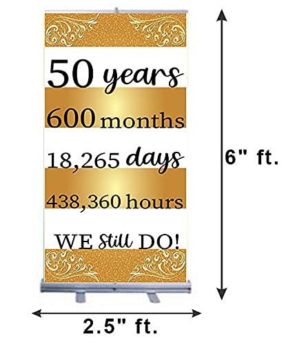 Theme My Party Boys Birthday Decoration Welcome Banner roll up Standee 50th (Cheers to 50 Years - Brown) - Image 4