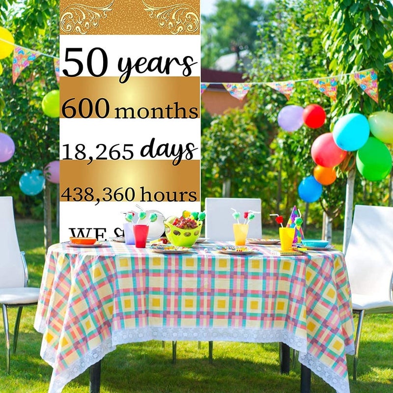 Theme My Party Boys Birthday Decoration Welcome Banner roll up Standee 50th (Cheers to 50 Years - Brown) - Image 2