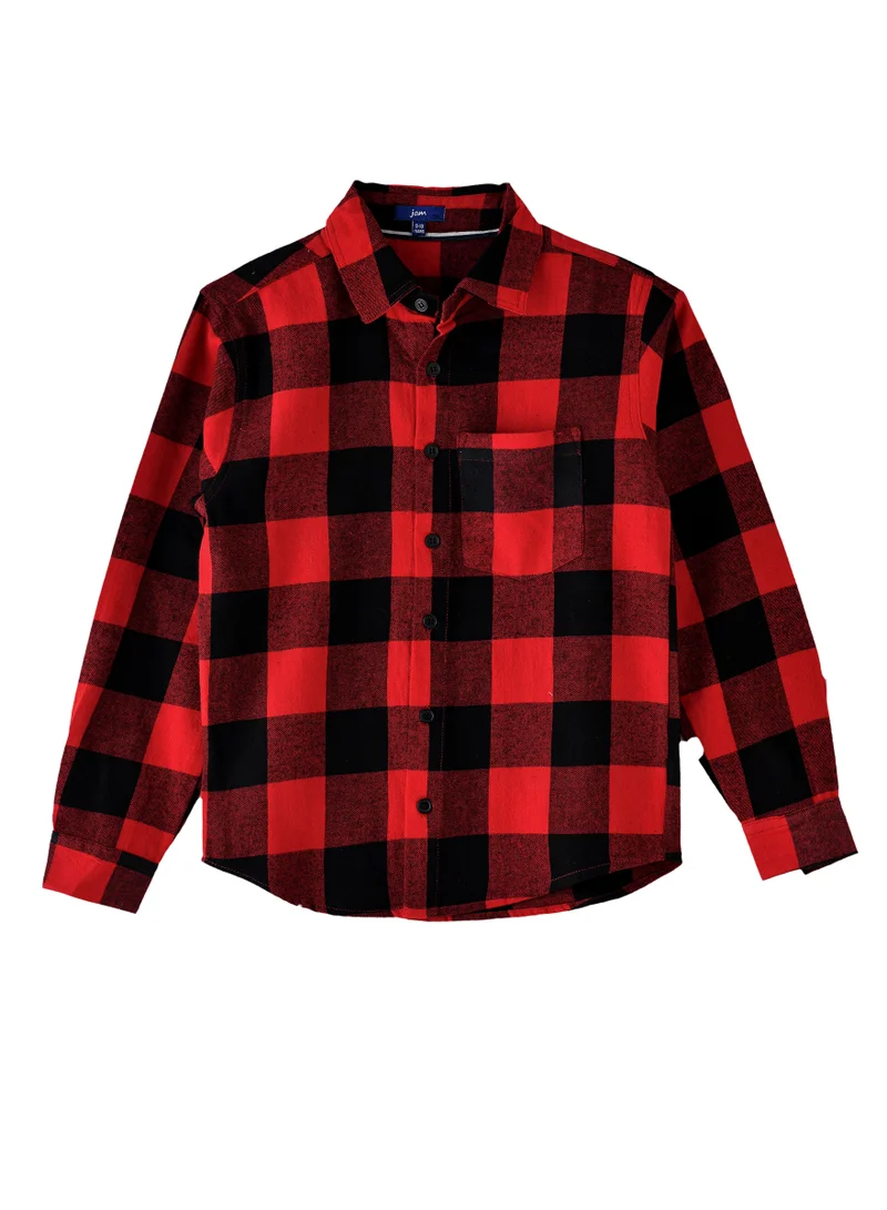 JAM Boys' Red and Black Checkered Flannel Shirt