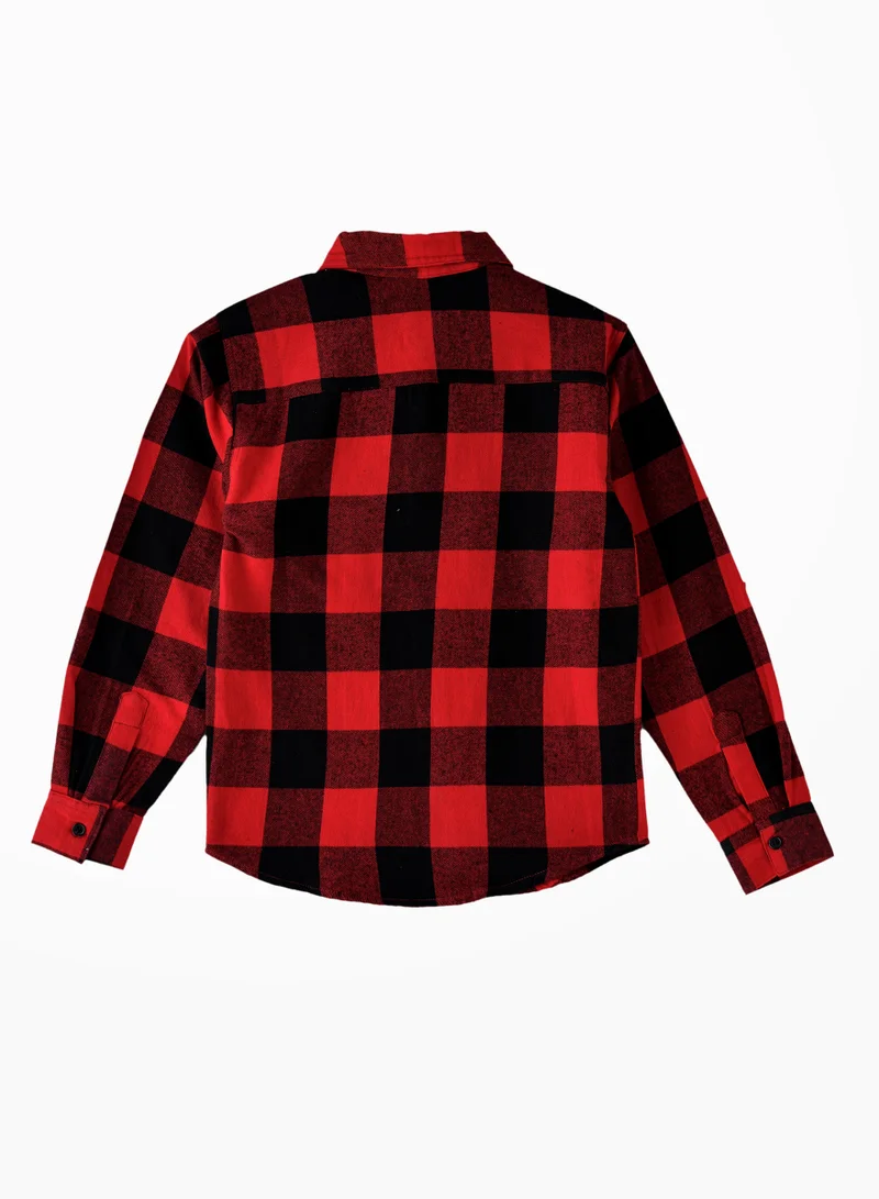 JAM Boys' Red and Black Checkered Flannel Shirt