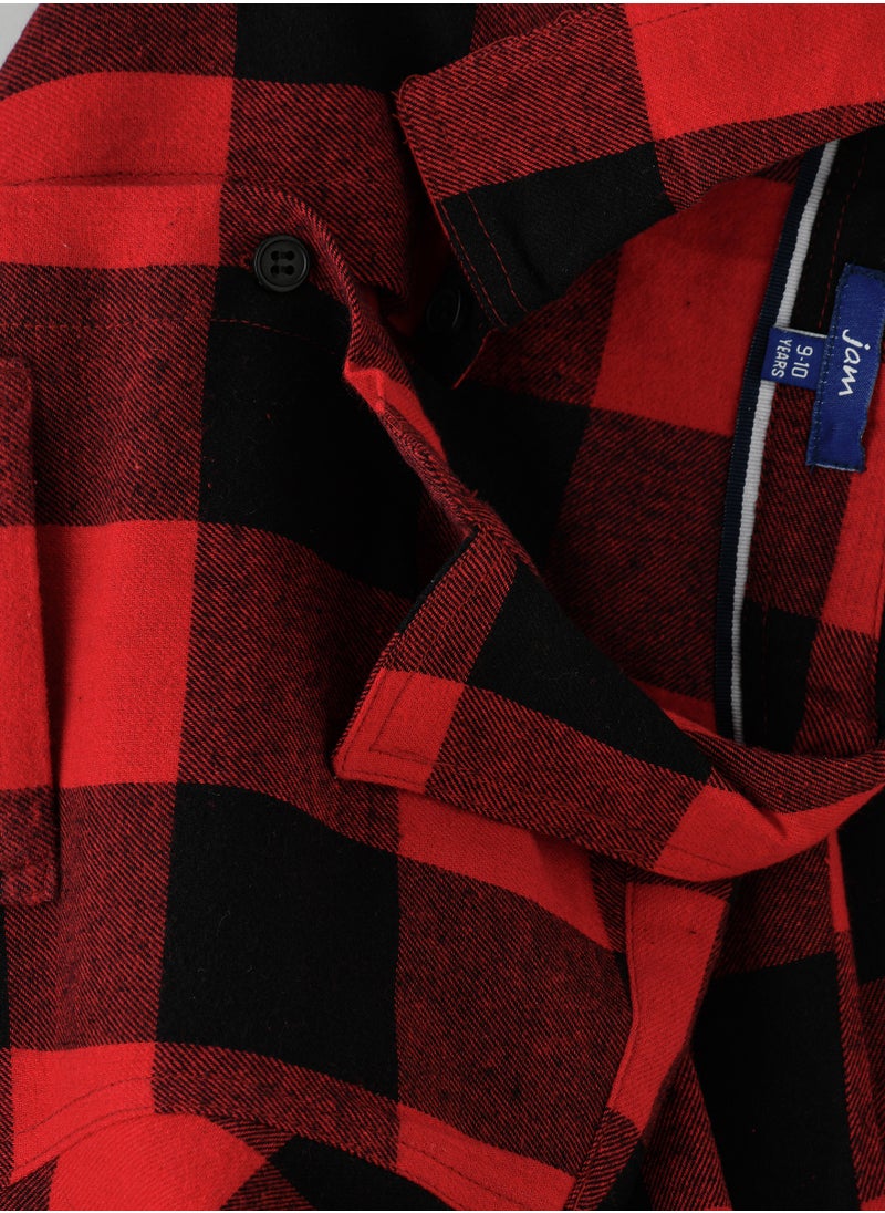 Boys' Red and Black Checkered Flannel Shirt - pzsku/Z56D0C94C731FE87F1799Z/45/_/1729083301/7b72db7f-bdfc-4df0-98b9-c7dbf6f2ed88