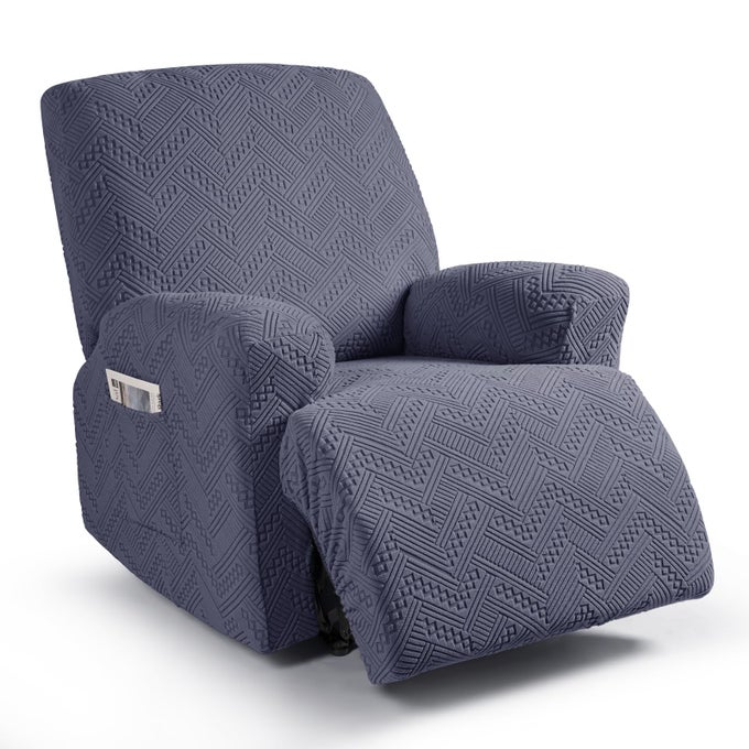 RECLINER SOFA COVERS RECLINER CHAIR COVERS COUCH COVERS FOR RECLINING COUCHES WITH POCKETS WASHABLE FURNITURE PROTECTOR WITH ELASTIC BOTTOM 1 SEATER GREY