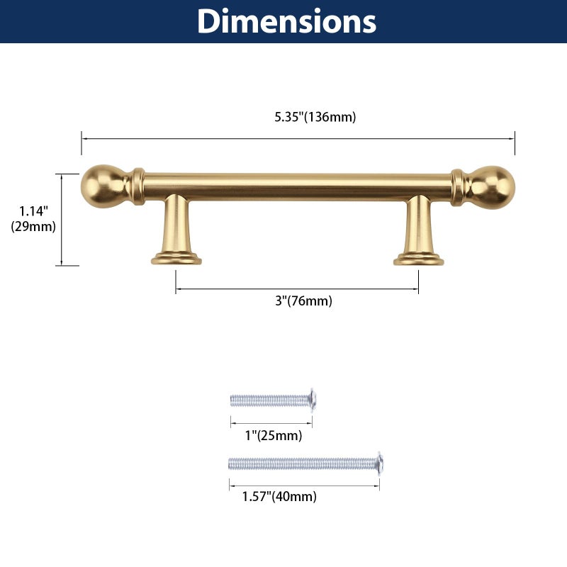 Orger 10 Pack 3 Inch(76mm) Champagne Bronze Cabinet Pulls Heavy Duty,Kitchen Cabinet Handles Hardware Zinc Alloy,Vintage Handles for Bathroom Dresser Drawer - Image 5