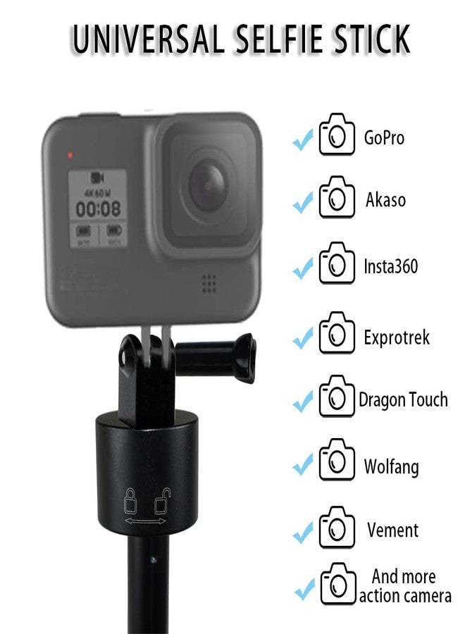 VVHOOY 15-66.2 inch Invisible Long Selfie Stick,1/4" Extended Monopod Pole Compatible with GoPro Hero 13 12 11 10 9 8 7 Insta360 X5 X4 AKASO EK7000 Brave 4 7 LE DJI Osmo Action 5 Pro 4 ODDV Action Camera - Image 5