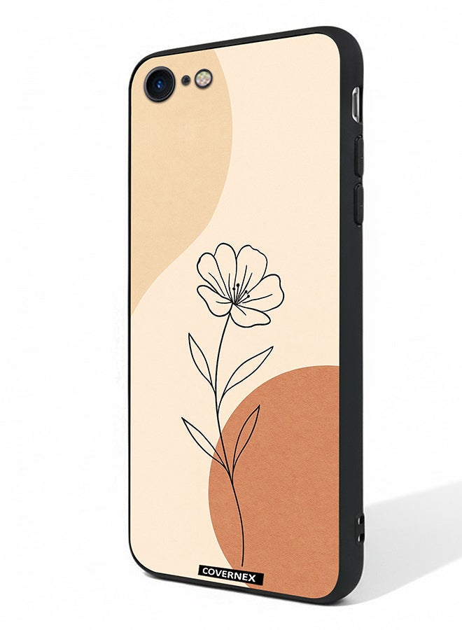 Covernex Apple iPhone 7 Protective Case Cover Printed Featuring Minimalist Wildflower Sketch - Image 1