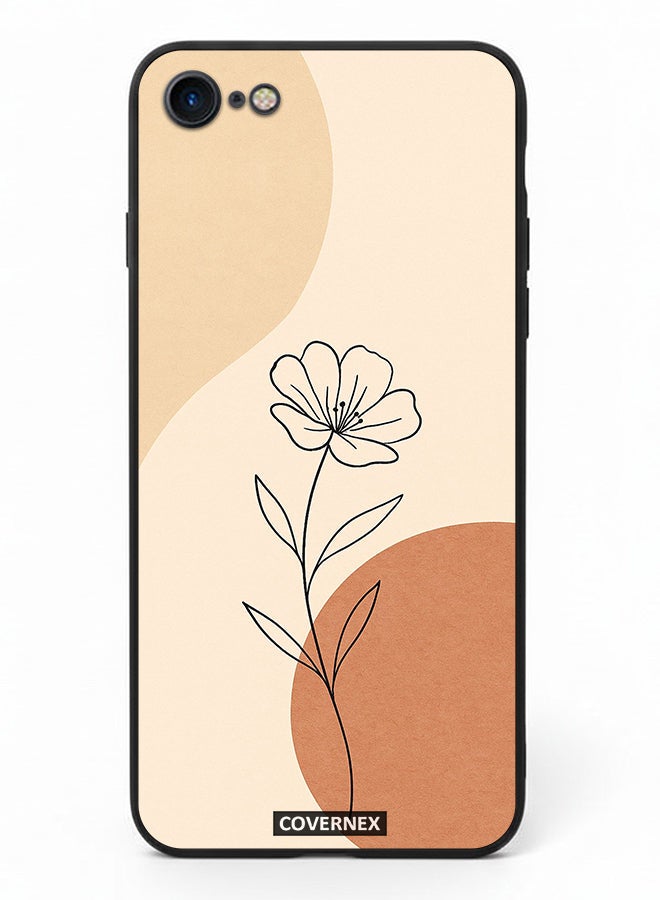 Covernex Apple iPhone 7 Protective Case Cover Printed Featuring Minimalist Wildflower Sketch - Image 2