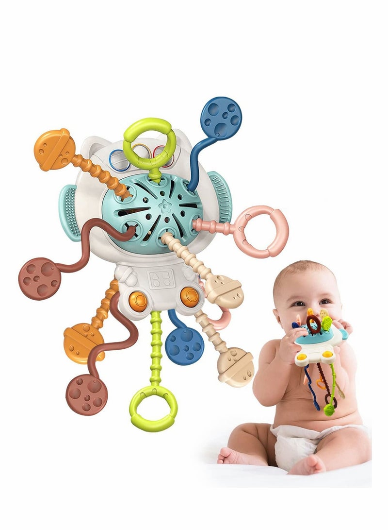 NIBEMINENT Pull String Activity Toy Montessori Toys Astronaut Food Grade Silicone Sensory for Babies Baby Fine Motor Skills Gift Exercise Hand Movements 1 to 3 Years Old  - Image 1