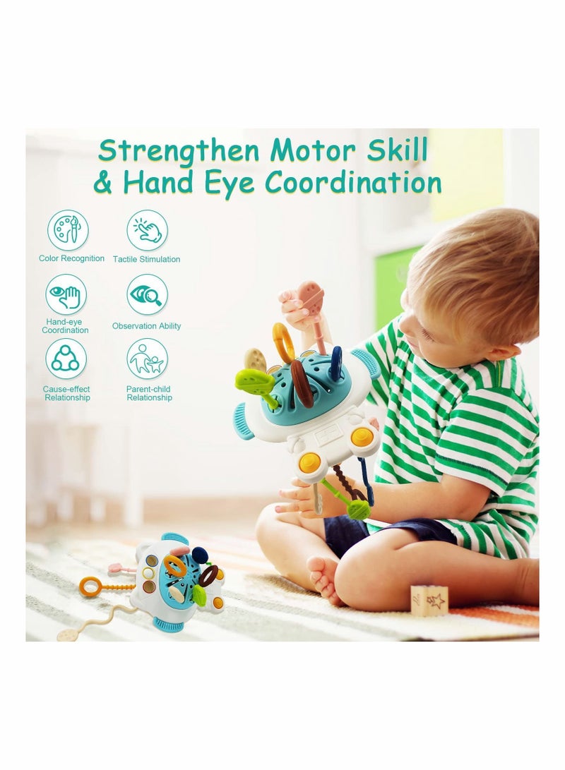NIBEMINENT Pull String Activity Toy Montessori Toys Astronaut Food Grade Silicone Sensory for Babies Baby Fine Motor Skills Gift Exercise Hand Movements 1 to 3 Years Old  - Image 2