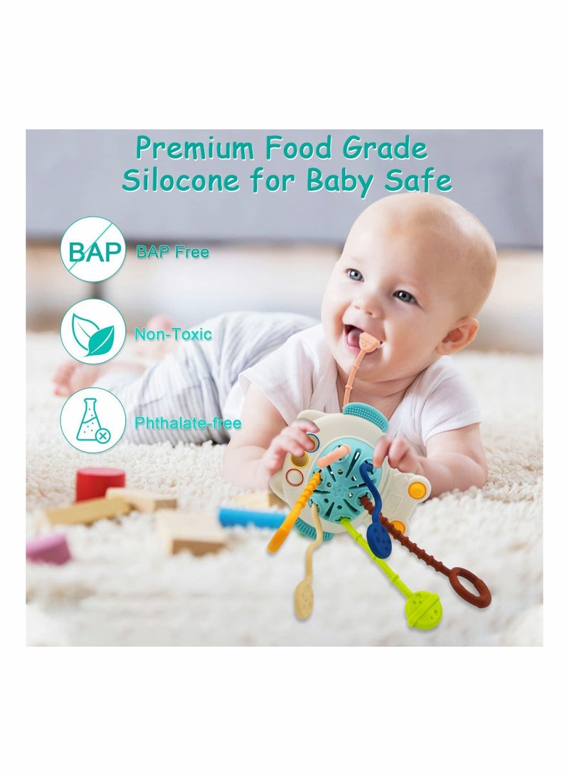NIBEMINENT Pull String Activity Toy Montessori Toys Astronaut Food Grade Silicone Sensory for Babies Baby Fine Motor Skills Gift Exercise Hand Movements 1 to 3 Years Old  - Image 3