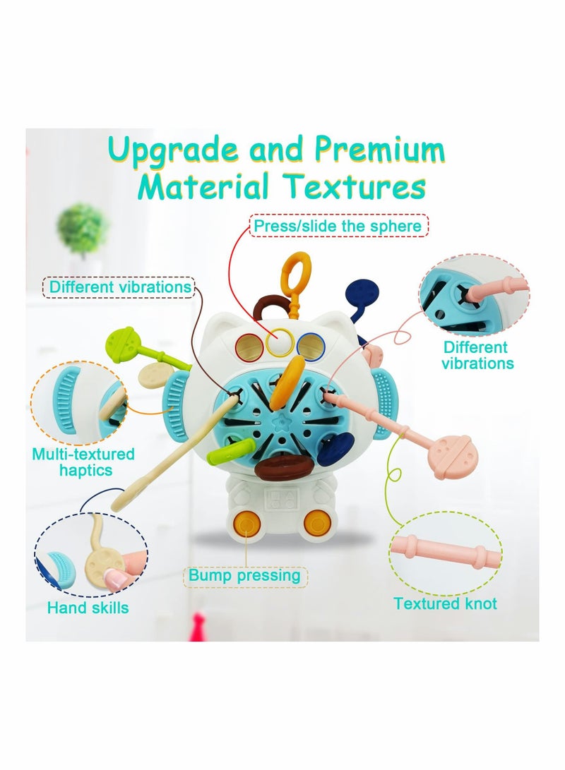 NIBEMINENT Pull String Activity Toy Montessori Toys Astronaut Food Grade Silicone Sensory for Babies Baby Fine Motor Skills Gift Exercise Hand Movements 1 to 3 Years Old  - Image 5