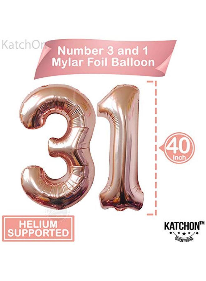 KATCHON Rose Gold 31 Number Balloon Large 40 Inch 31 Birthday Decorations For Women | Rose Gold Number 31 Balloon With Confetti Balloons For Happy 31St Birthday Decorations | 31St Birthday Party Supplies - Image 4
