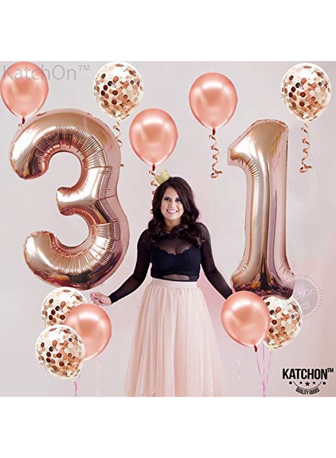 KATCHON Rose Gold 31 Number Balloon Large 40 Inch 31 Birthday Decorations For Women | Rose Gold Number 31 Balloon With Confetti Balloons For Happy 31St Birthday Decorations | 31St Birthday Party Supplies - Image 3