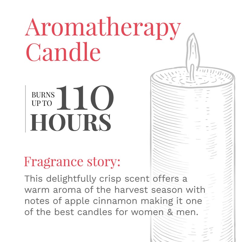 CANDLE-LITE شمعة كاندل لايت المعطرة، رائحة تفاح وقرفة مقرمشة، واحدة 18 أونصة، شمعة عطرية ذات فتيلة واحدة مع 110 ساعة من وقت الاحتراق، لون أحمر - Image 4