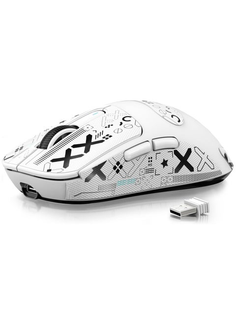 Wireless Gaming Mouse + Griptape, 49g Triple Mode Ergonomic Computer Mouse, PAW3395 26K DPI Sensor, 200h Battery Life, Programmable Buttons, Gaming Accessories for PC/Laptop/Mac