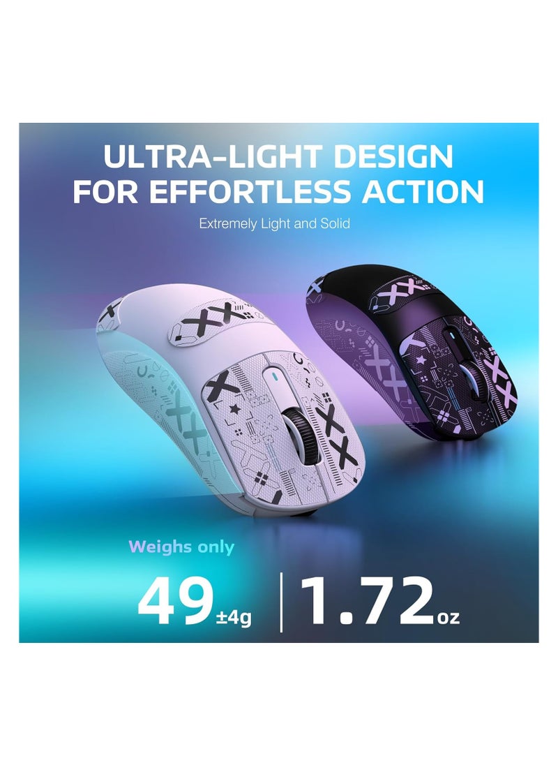 Attack Shark - Wireless Gaming Mouse + Griptape, 49g Triple Mode Ergonomic Computer Mouse, PAW3395 26K DPI Sensor, 200h Battery Life, Programmable Buttons, Gaming Accessories for PC/Laptop/Mac - Image 1