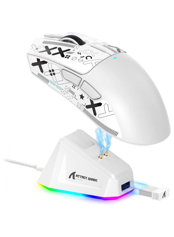 Attack Shark X11 Lightweight Tri-Mode Wireless 2.4G/USB-C Wired/BT Gaming Mouse with RGB Charging Dock ,22K DPI,PAW3311 Optical Sensor - Image 1