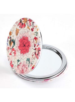 Dynippy Dynippy Compact Mirror Round Pu Leather Makeup Mirror for Purses Small Pocket Mirror Portable Hand Mirror Double-Sided with 2 x 1x Magnification for Woman Mother Kids Great Gift - Floral Flower  - Image 2