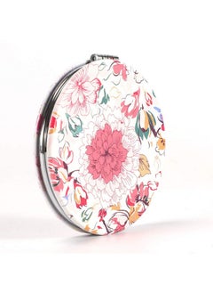 Dynippy Dynippy Compact Mirror Round Pu Leather Makeup Mirror for Purses Small Pocket Mirror Portable Hand Mirror Double-Sided with 2 x 1x Magnification for Woman Mother Kids Great Gift - Floral Flower  - Image 3