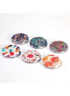 Dynippy Dynippy Compact Mirror Round Pu Leather Makeup Mirror for Purses Small Pocket Mirror Portable Hand Mirror Double-Sided with 2 x 1x Magnification for Woman Mother Kids Great Gift - Floral Flower  - Image 5
