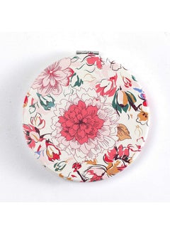 Dynippy Dynippy Compact Mirror Round Pu Leather Makeup Mirror for Purses Small Pocket Mirror Portable Hand Mirror Double-Sided with 2 x 1x Magnification for Woman Mother Kids Great Gift - Floral Flower  - Image 4