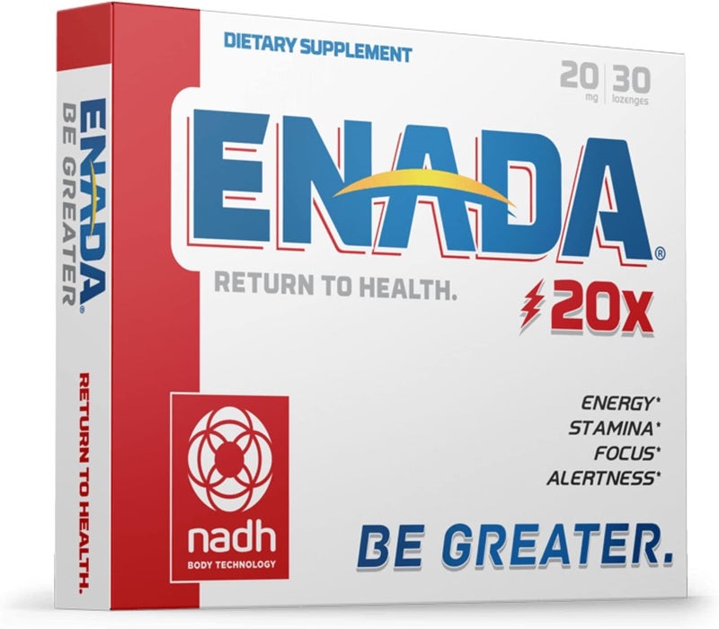 ENADA 20 x NADH Supplement  Boost Energy Mental Focus Stamina  Support Fatigue Cell Regenerator  20mg NADH 30 Lozenges 1 per serving  Natural Energy Supplements for Women and Men - Image 1