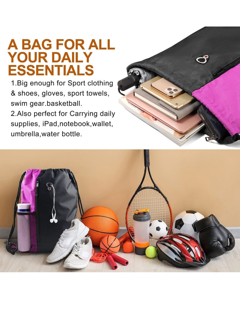 Drawstring Sackpack Bag, Gymsack Bag with Pocket Gym Sports Bag Outdoor Exercise Running Swimming Backpack Unisex - Image 3