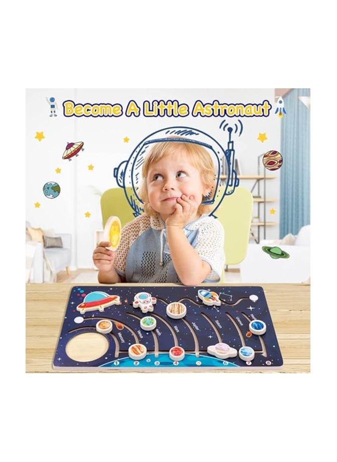 HASSM - Wooden Solar System Puzzle, Montessori Educational Toys for Preschool, Planet and Space Puzzle, Moving Solar System Puzzle for Kids Boys Girls - Image 1