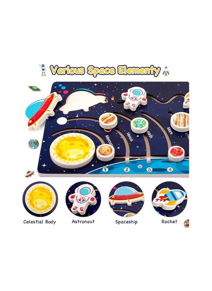 HASSM - Wooden Solar System Puzzle, Montessori Educational Toys for Preschool, Planet and Space Puzzle, Moving Solar System Puzzle for Kids Boys Girls - Image 1