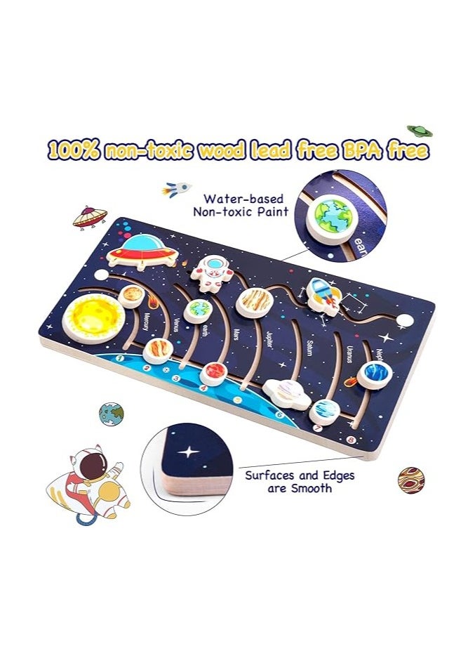 HASSM - Wooden Solar System Puzzle, Montessori Educational Toys for Preschool, Planet and Space Puzzle, Moving Solar System Puzzle for Kids Boys Girls - Image 1