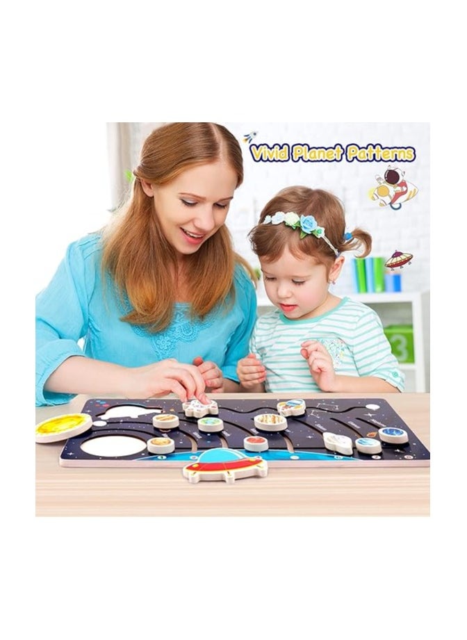 HASSM - Wooden Solar System Puzzle, Montessori Educational Toys for Preschool, Planet and Space Puzzle, Moving Solar System Puzzle for Kids Boys Girls - Image 1