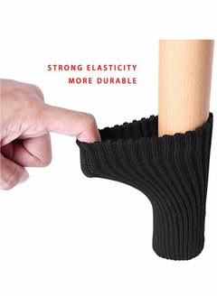 KASTWAVE 16 Pcs Chair Leg Socks High Elastic Knitted Floor Protectors Thickening Furniture Socks Black Covers Set Move Easily and Reduce Noise  - Image 2