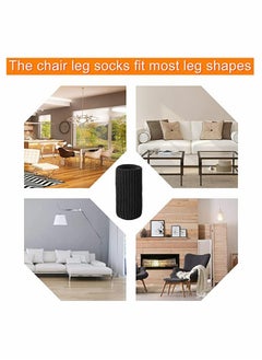 KASTWAVE 16 Pcs Chair Leg Socks High Elastic Knitted Floor Protectors Thickening Furniture Socks Black Covers Set Move Easily and Reduce Noise  - Image 5