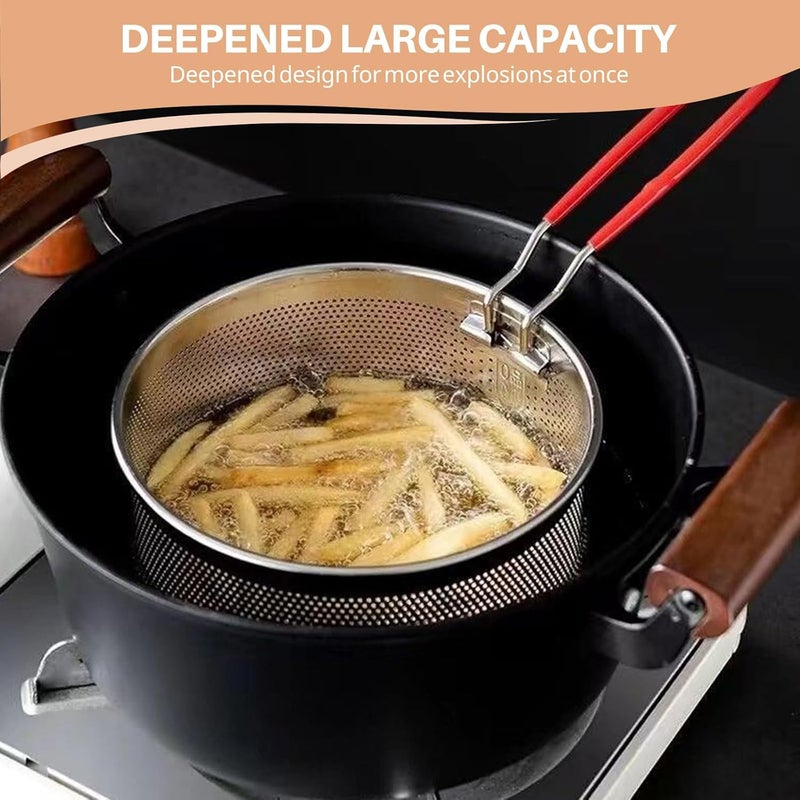 KASTWAVE 3PCS 304 Stainless Steel Pasta Strainer Set – 14/16/18cm Removable Handle Noodle Strainer Baskets | Micro-Perforated Colanders for Pasta/Vegetables/Chips/Frying Draining - Image 2