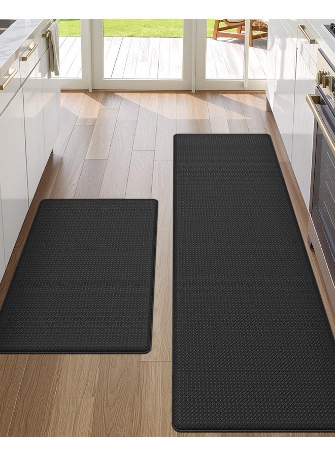 DEXI Kitchen Floor Mats Cushioned Anti Fatigue,17x29+17x59, Standing Runner Rug Waterproof, Comfort Memory Foam Padded for Front Sink Laundry Set of 2, Black - Image 1