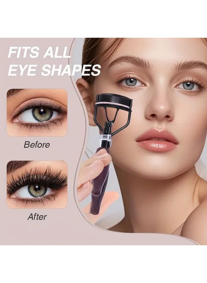 Red Eyelash Curler Set Professional Curler And Steel Comb For All Eye Shapes - Image 3