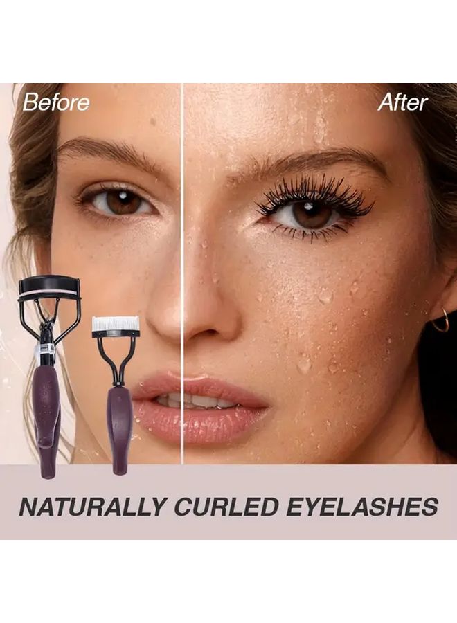 Red Eyelash Curler Set Professional Curler And Steel Comb For All Eye Shapes - Image 2