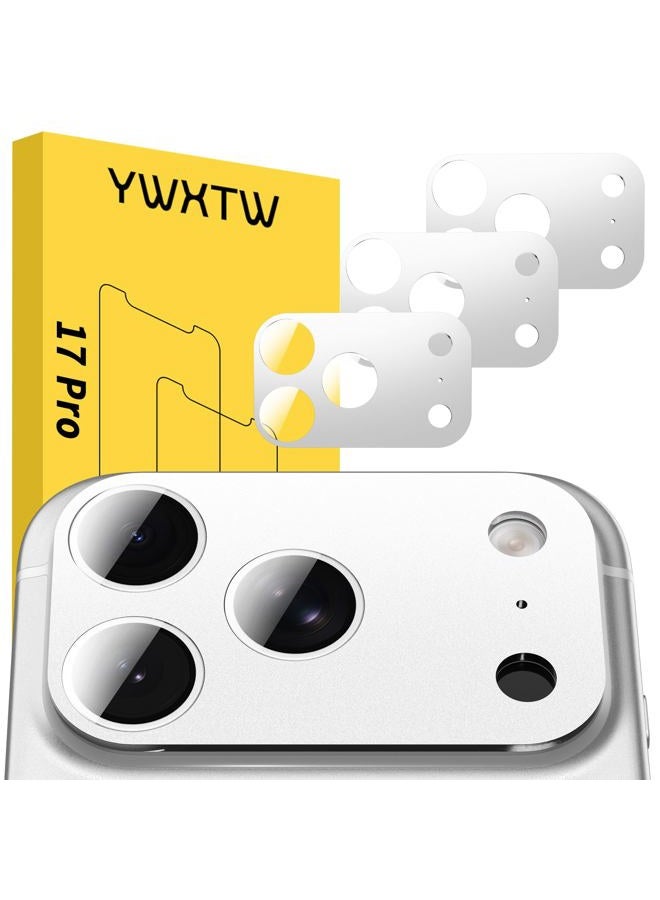 YWXTW [0 Bubbles for iPhone 17 Pro Camera Lens Protector, Full Coverage Tempered Glass Lens Screen Protector for iPhone 17 Pro Accessories, Case Friendly, HD Clear, 3 Pack (Silver) - Image 1