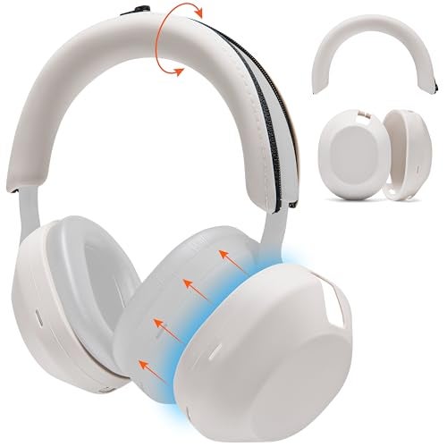 WC ShellZ XM5 Protective Headphone Exterior Shell Headband Covers for Sony WH1000XM5 Made by Wicked Cushions Made with Premium Silicone Silver - Image 1