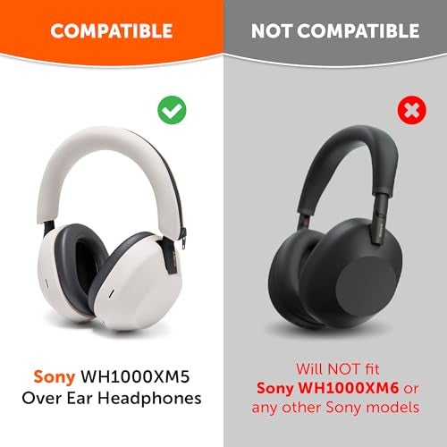 WC ShellZ XM5 Protective Headphone Exterior Shell Headband Covers for Sony WH1000XM5 Made by Wicked Cushions Made with Premium Silicone Silver - Image 3