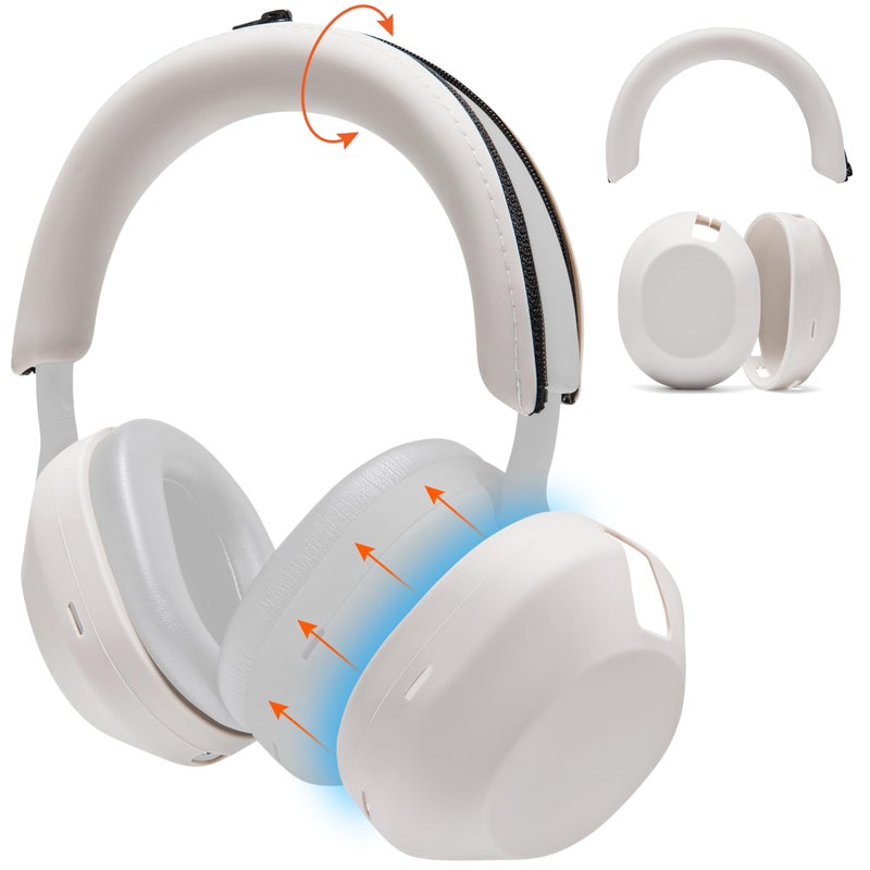 WC ShellZ XM5 Protective Headphone Exterior Shell Headband Covers for Sony WH1000XM5 Made by Wicked Cushions Made with Premium Silicone Silver - Image 2